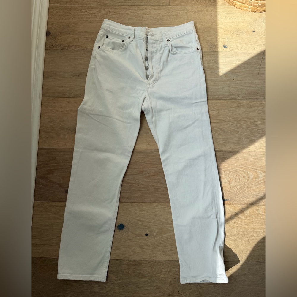 AGOLDE Riley Crop High-Rise Straight Jeans – White (Size 28)